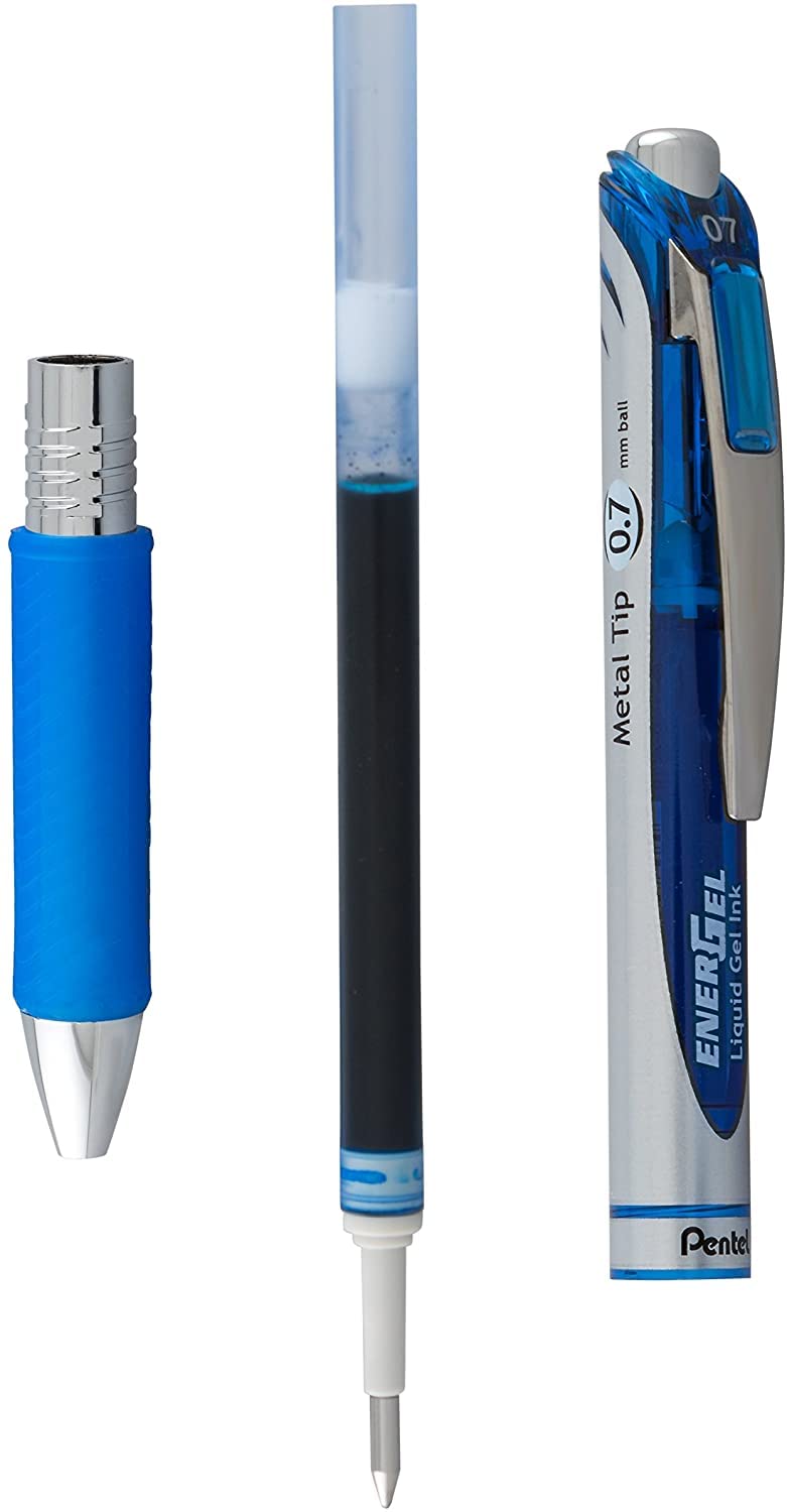 بنتل قلم جل سائل قابل للسحب من Pentel EnerGel Deluxe RTX، خط متوسط ​​0.7 مم، طرف معدني، أزرق، عبوة من 6 قطع - Image 3